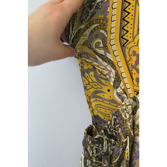 Earthbound Trading Co Women's Yellow Patterned Backless Maxi Dress Cutouts S - Picture 9 of 9